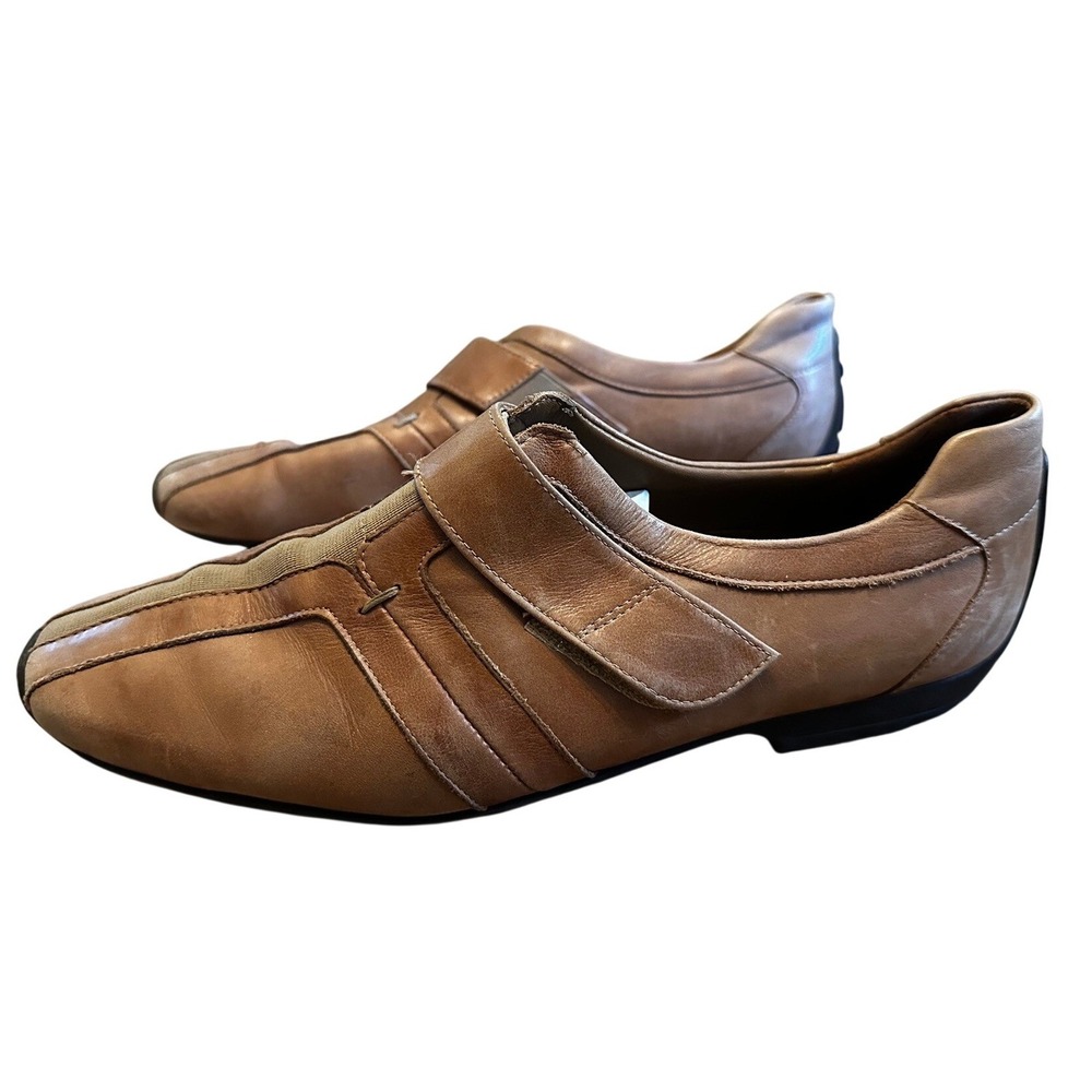 Paul Green Tan Leather‎ With Hook Loop Strap Loafers Women's 6